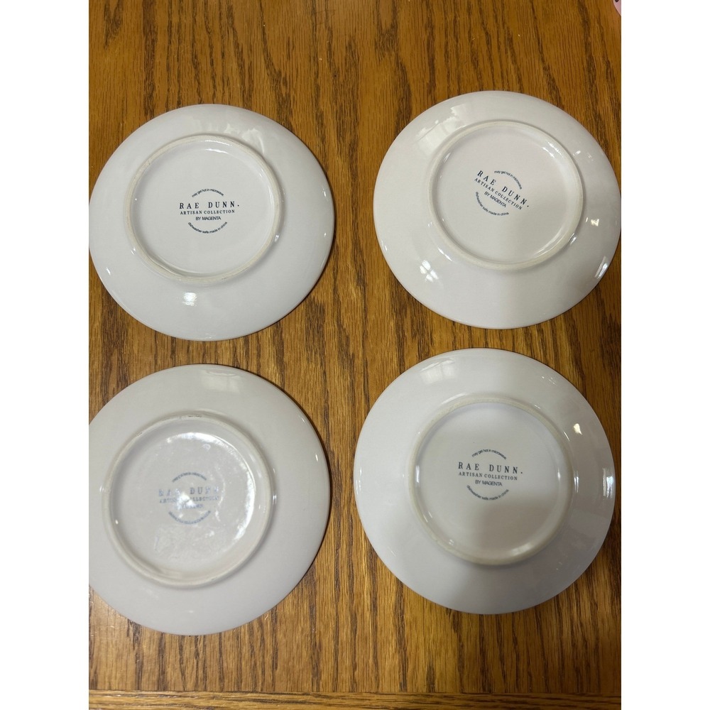 Rae Dunn July 4 2018 Appetizer Plates Set of 4 Patriotic Flag Stars Fireworks - Picture 9 of 9
